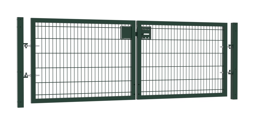 Twin mesh double leaf gate kit in Apollo design, featuring a height of 1.2 meters and width of 4.0 meters, ideal for secure entrances.