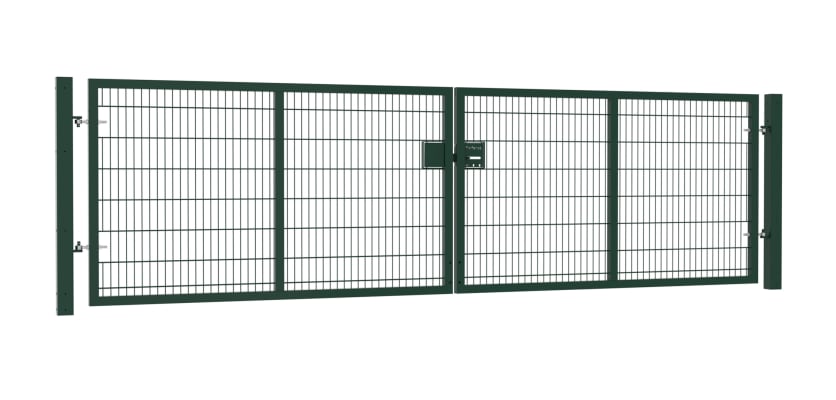 868 Twin Mesh Double Leaf Gate Kit in Apollo design, featuring a height of 1.5m and width of 5.0m, suitable for secure outdoor access.
