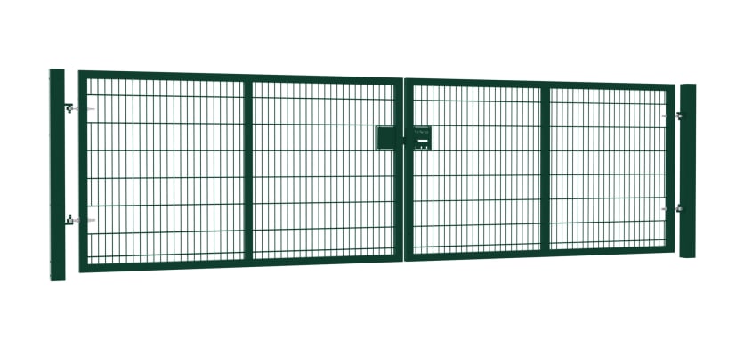 868 Twin Mesh Double Leaf Gate Kit in Apollo design, featuring a height of 1.5m and width of 5.0m, suitable for secure outdoor access.