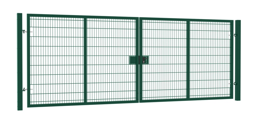 Apollo 3.0m high by 6.0m wide twin mesh double leaf gate kit showcasing sturdy construction and durable design, ideal for enhancing security and accessibility.