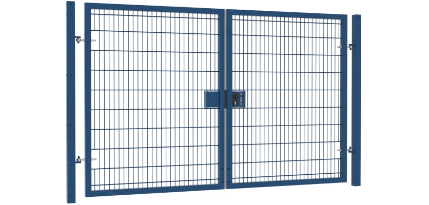 Apollo 3.0m high by 6.0m wide twin mesh double leaf gate kit in a sleek design, featuring durable materials for security and accessibility.