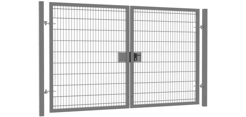 868 twin mesh double leaf gate kit in a sleek design, measuring 3.0m high by 6.0m wide, ideal for secure residential or commercial entrances.