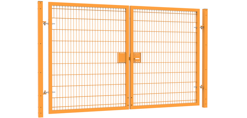 Twin mesh double leaf gate kit, measuring 3.0m high by 6.0m wide, featuring a robust Apollo design suitable for versatile security and accessibility solutions.