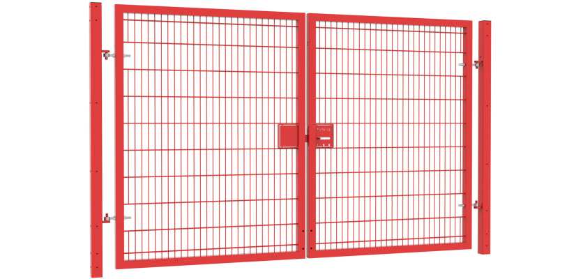 Apollo 3.0m high by 6.0m wide twin mesh double leaf gate kit with robust frame and easy installation features.