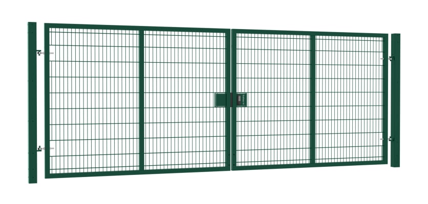 Twin mesh double leaf gate kit featuring a 3.0m height and 6.0m width, designed for security and style in outdoor spaces.