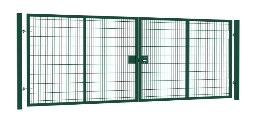 Double leaf gate kit featuring Apollo 3.0m height and 6.0m width, with durable twin mesh design.