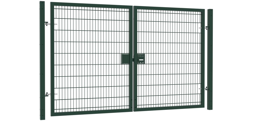Double leaf gate kit featuring Apollo 3.0m height and 6.0m width, with durable twin mesh design.