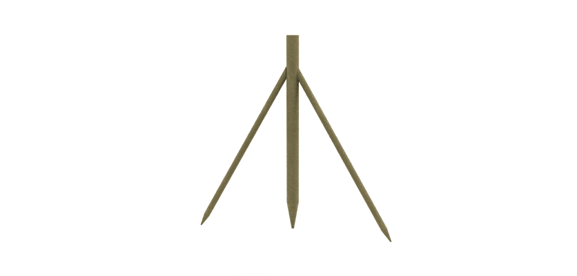 Timber intermediate strainer post product image, above ground with visible spike