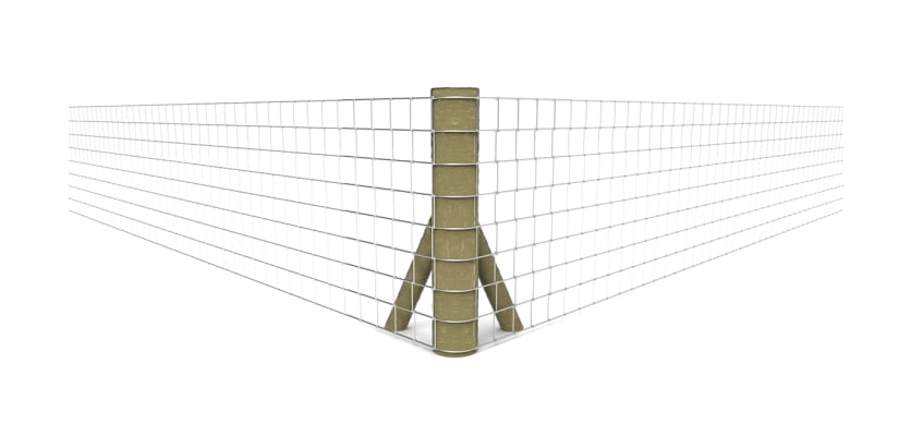Corner timber post for wire net fencing