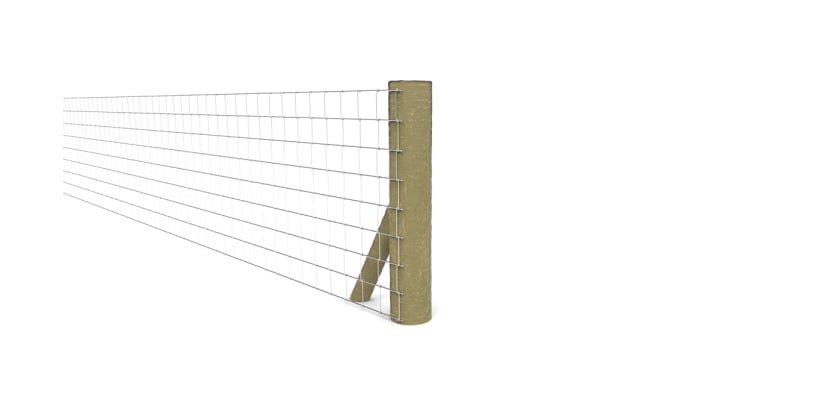 Timber end piece strainer post for net fencing