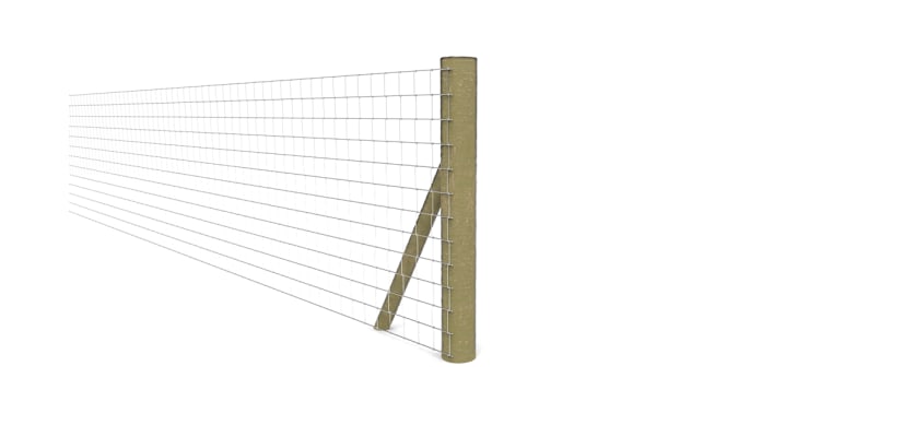 Timber end post with one inch net fencing