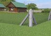 Corner concrete post with chain link fencing, installed on a small farm