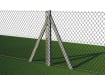Close up of chain link mesh fencing with concrete posts installed around field
