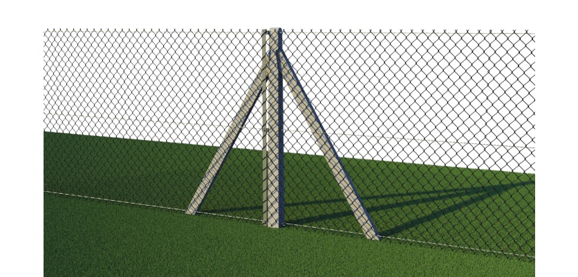 Green chain wire mesh fencing with concrete posts