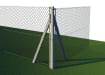 Corner concrete post with chain link fencing in a field