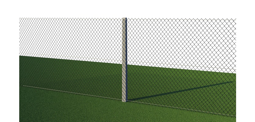 Chain link fencing with an intermediate concrete post