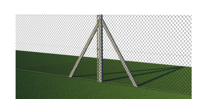 Green chain link fencing with concrete posts