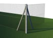 Corner post made of concrete, with chain link fencing