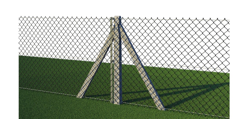 Concrete posts with green chain link mesh