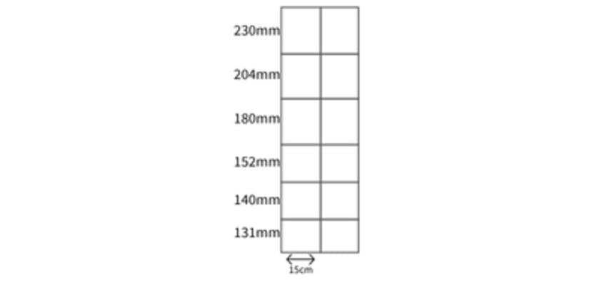 Product drawing showing the gap between wires on a fencing
