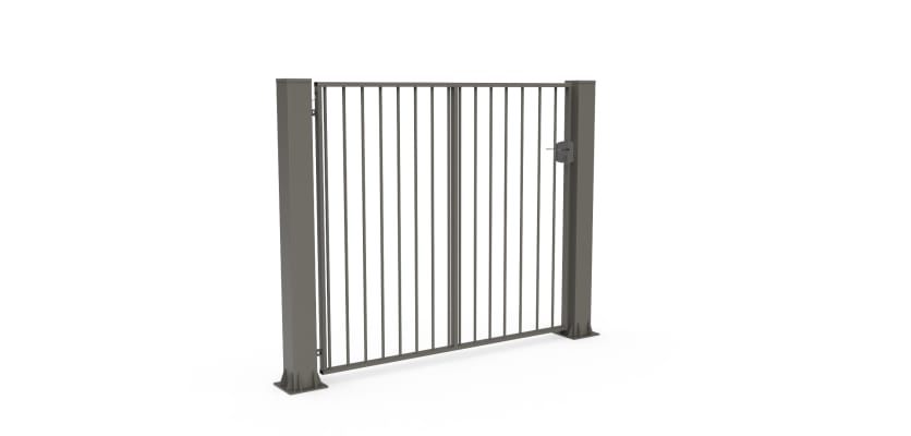 Stone Grey FFL 60S Manual Single Leaf Vertical Bar Swing Gate 