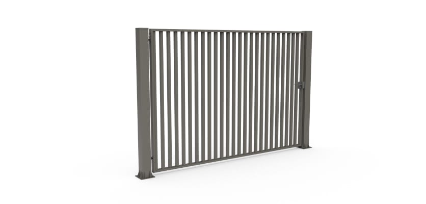 Stone Grey FFL 80S Manual Single Leaf Vertical Bar Swing Gate