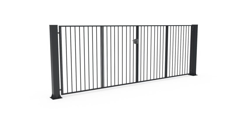 Anthracite Grey FFL 60D Manual Double Leaf Vertical Bar Swing Gate 