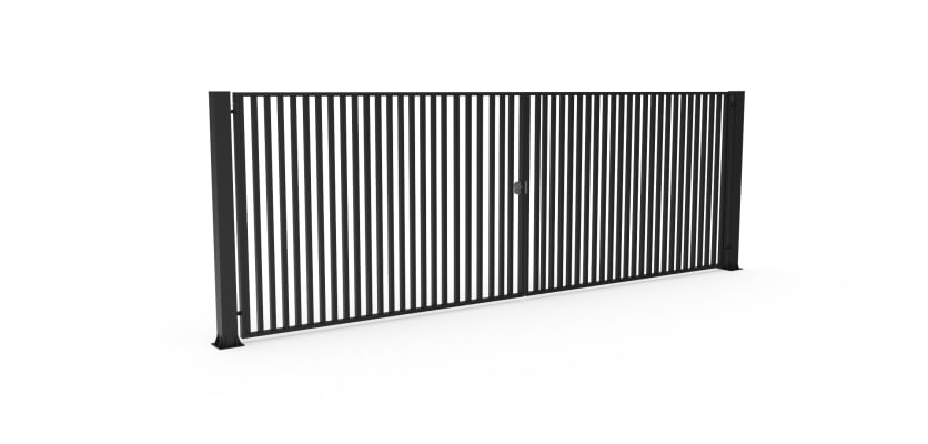 Black FFL 80D Manual Double Leaf Vertical Bar Swing Gate
