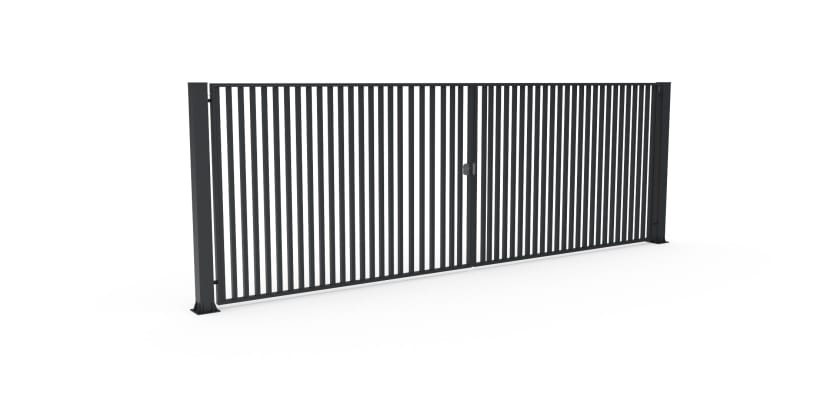 Anthracite Grey FFL 80D Manual Double Leaf Vertical Bar Swing Gate