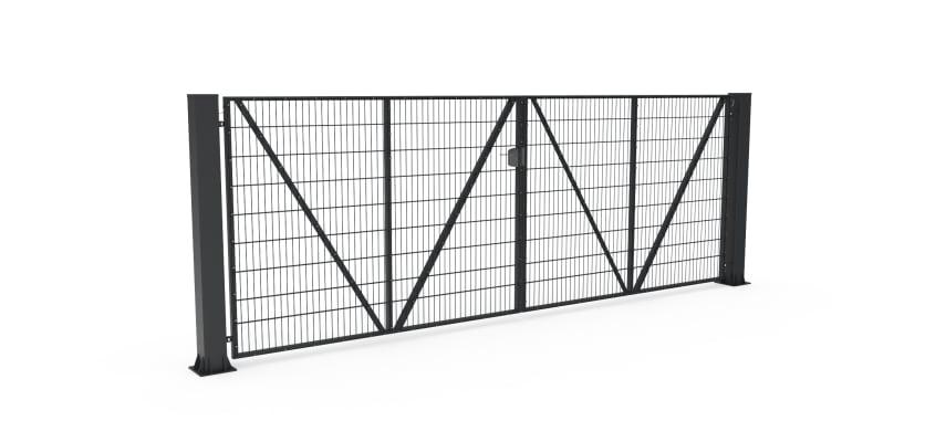 Anthracite Grey FFL 60D Manual Double Leaf Mesh Swing Gate 