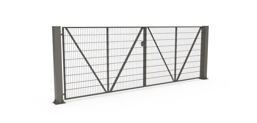 Stone Grey FFL 60D Manual Double Leaf Mesh Swing Gate 