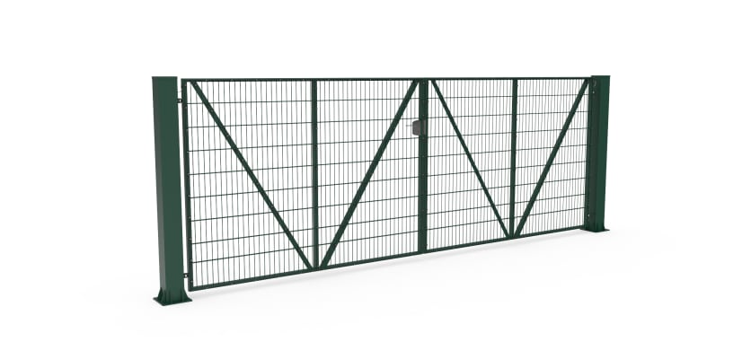 Green FFL 60D Manual Double Leaf Mesh Swing Gate 