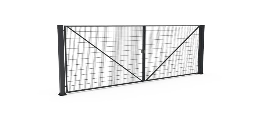 Anthracite Grey  FFL 80D Manual Double Leaf Mesh Swing Gate -