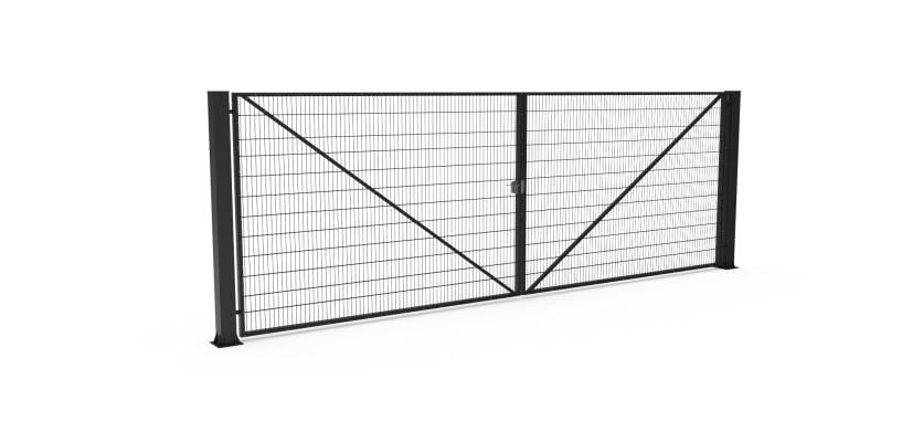 Black  FFL 80D Manual Double Leaf Mesh Swing Gate -
