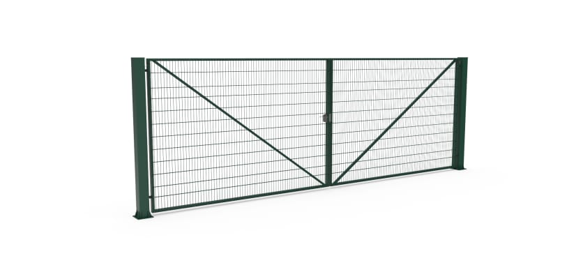 Green  FFL 80D Manual Double Leaf Mesh Swing Gate -