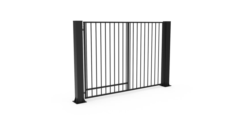 FFL 60S Prepped For Automation Single Leaf Vertical Bar Swing Gate in Black