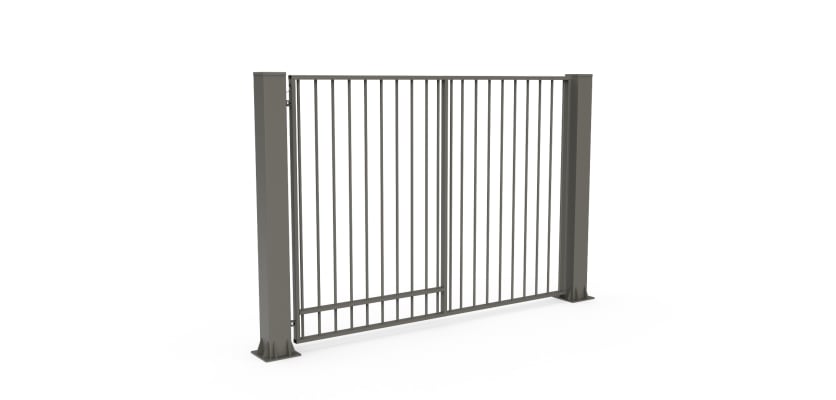 Stone Grey FFL 60S Prepped For Automation Single Leaf Vertical Bar Swing Gate