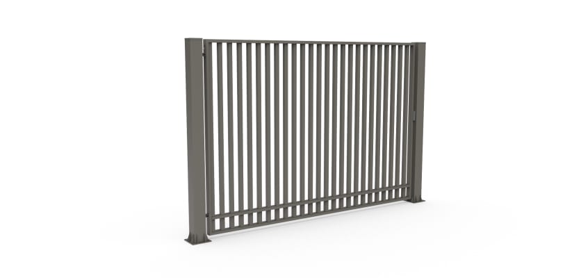 Stone Grey FFL 80S Prepped For Automation Single Leaf Vertical Bar Swing Gate