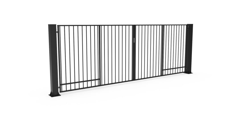 Black FFL 60D Prepped For Automation Double Leaf Vertical Bar Swing Gate