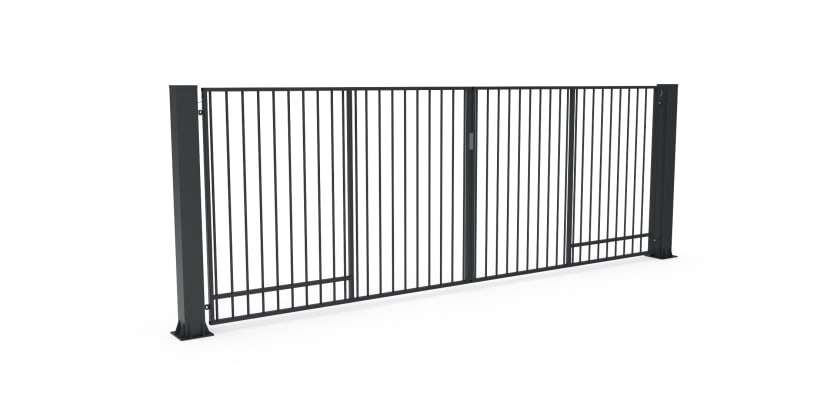 Anthracite Grey FFL 60D Prepped For Automation Double Leaf Vertical Bar Swing Gate