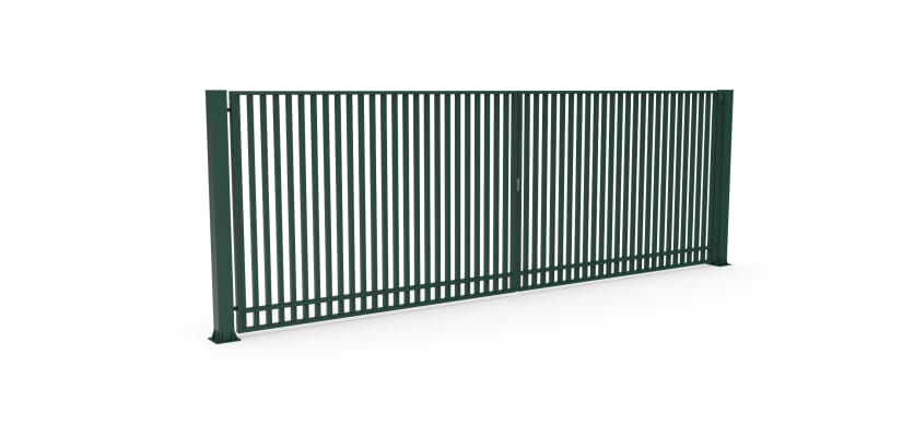 Green FFL 80D Prepped For Automation Double Leaf Vertical Bar Swing Gate