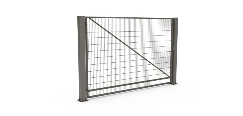 Stone Grey FFL 80S Prepped For Automation Single Leaf Mesh Swing Gate 