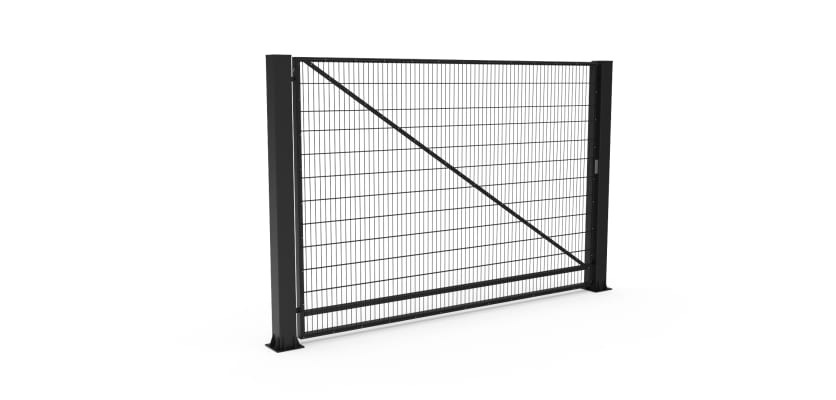 Black FFL 80S Prepped For Automation Single Leaf Mesh Swing Gate 