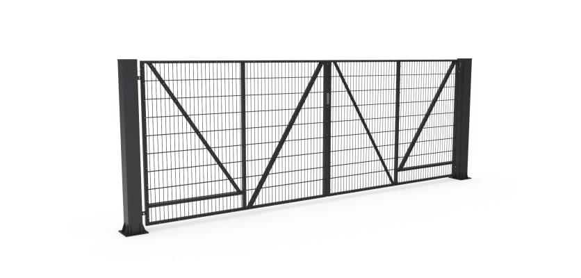 Anthracite Grey FFL 60D Prepped For Automation Double Leaf Mesh Swing Gate