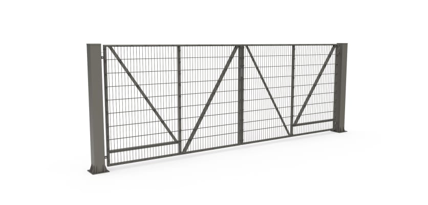 Stone Grey FFL 60D Prepped For Automation Double Leaf Mesh Swing Gate