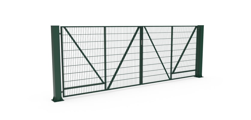 FFL 60D Prepped For Automation Double Leaf Mesh Swing Gate in Green