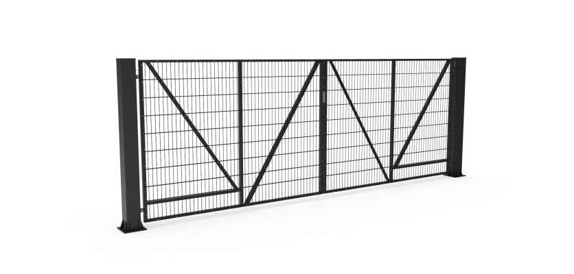 Black FFL 60D Prepped For Automation Double Leaf Mesh Swing Gate