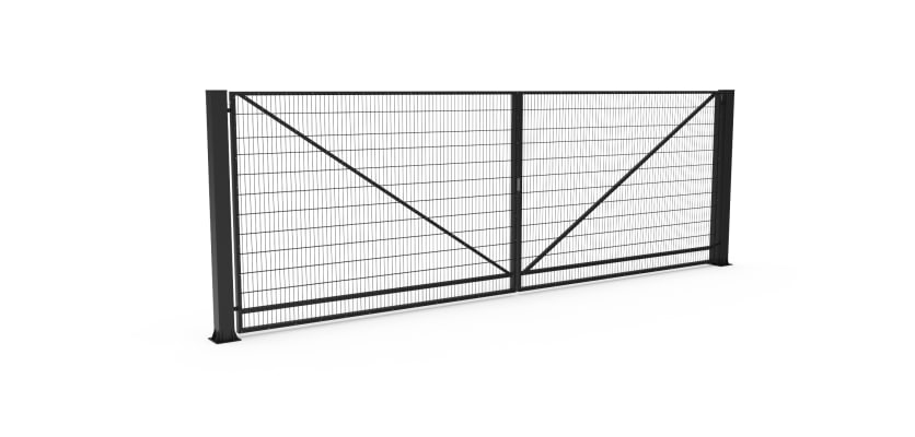FFL 80D Mesh Infill Prepped For Automation Double Leaf Gate with a Black finish