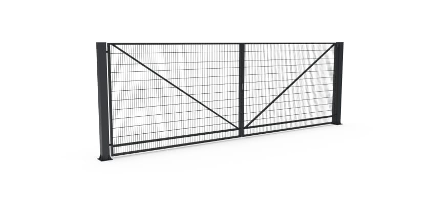 FFL 80D Mesh Infill Prepped For Automation Double Leaf Gate with a Anthracite Grey finish