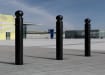 Decorative bollards installed in a public pedestrian area